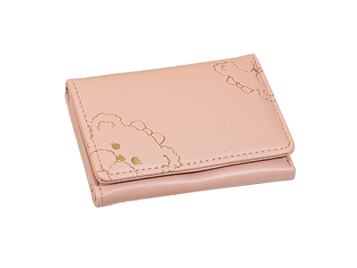 Carteira Curta Feminina de Moda Triplo Fold Rosa S/MARCA