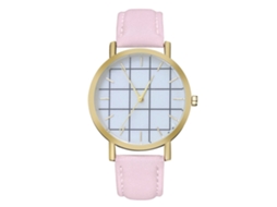 Reloj De Pareja Zhoulianfa Unisex Dial Cuadros Geométricos Cuero Pu Quartz Rosa