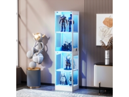Vitrine Vidro 4 Níveis Led Prova Poeira Branca 40x35x165cm