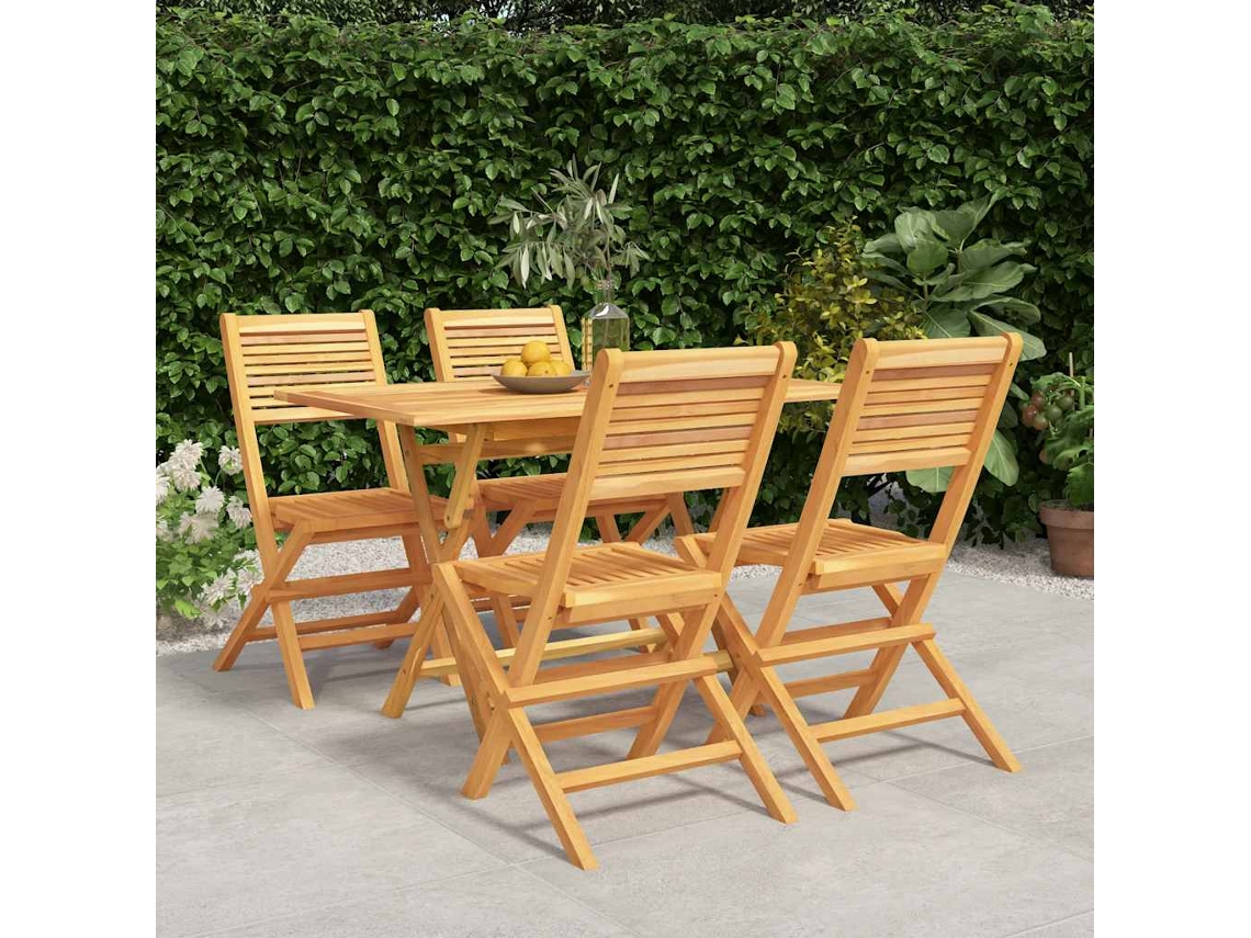 Vidaxl 5 Pcs Conjunto De Jantar P/ Jardim Madeira De Teca Maciça