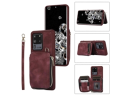Capa Traseira Com Zíper Para Samsung Galaxy S20 Ultra E Compartimento Para Cartões.