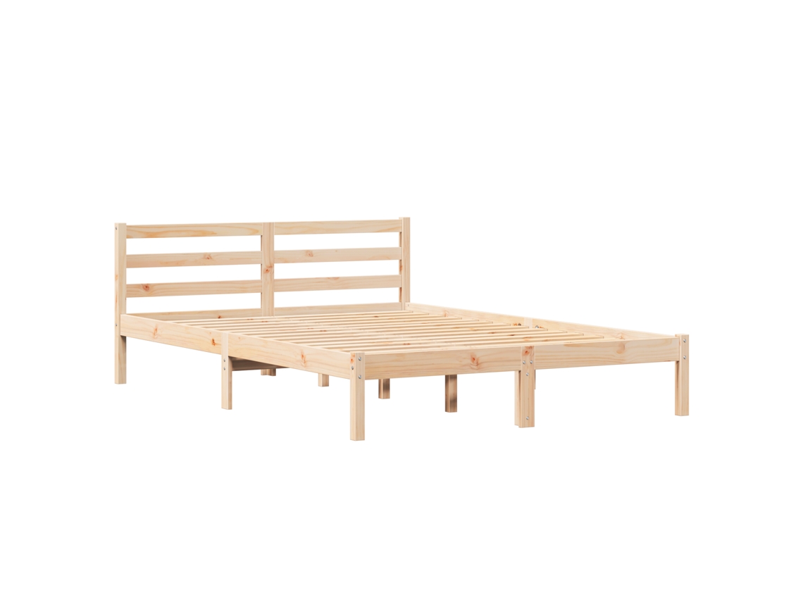 Conjunto 1 Estrutura Da Cama Vidaxl Castanho Madeira De Pinho Maciça (215,5 X 165,5 X 69,5 Cm)