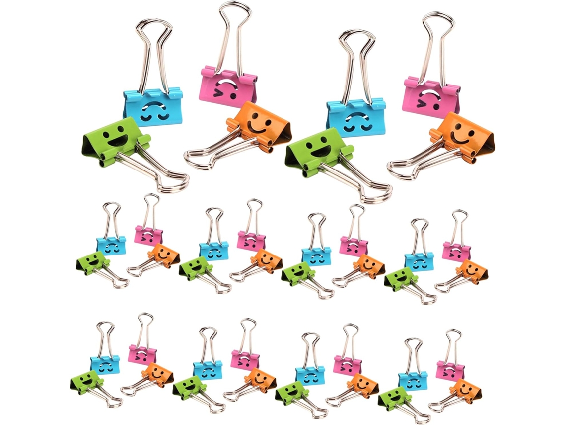 Conjunto De 40 Prendedores Papel Com Design Carinha Sorridente, Em Metal, Com Forte Poder De Fixação Para Uso Durável No