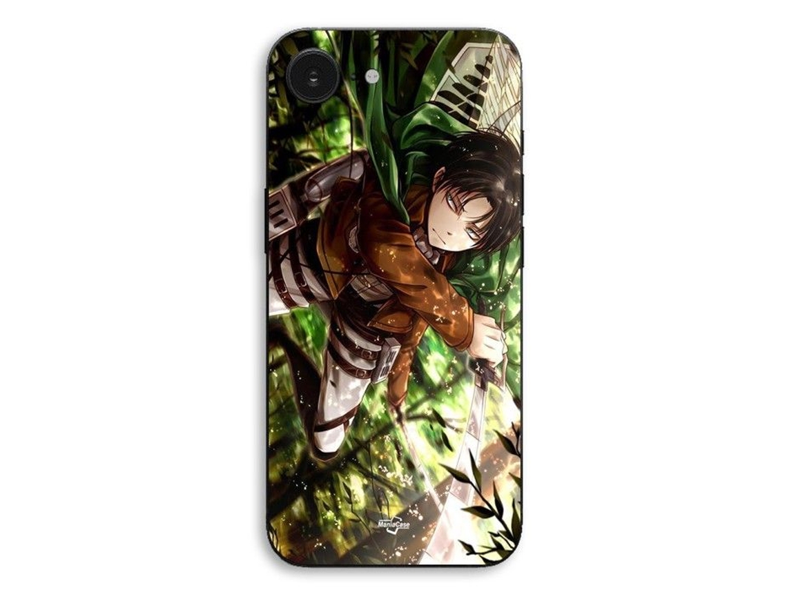Capa Para Celular - Maniacase - Iphone 17 - Silicone Tpu - Estampa Levi Ackerman (ataque Dos Titãs) - Preta