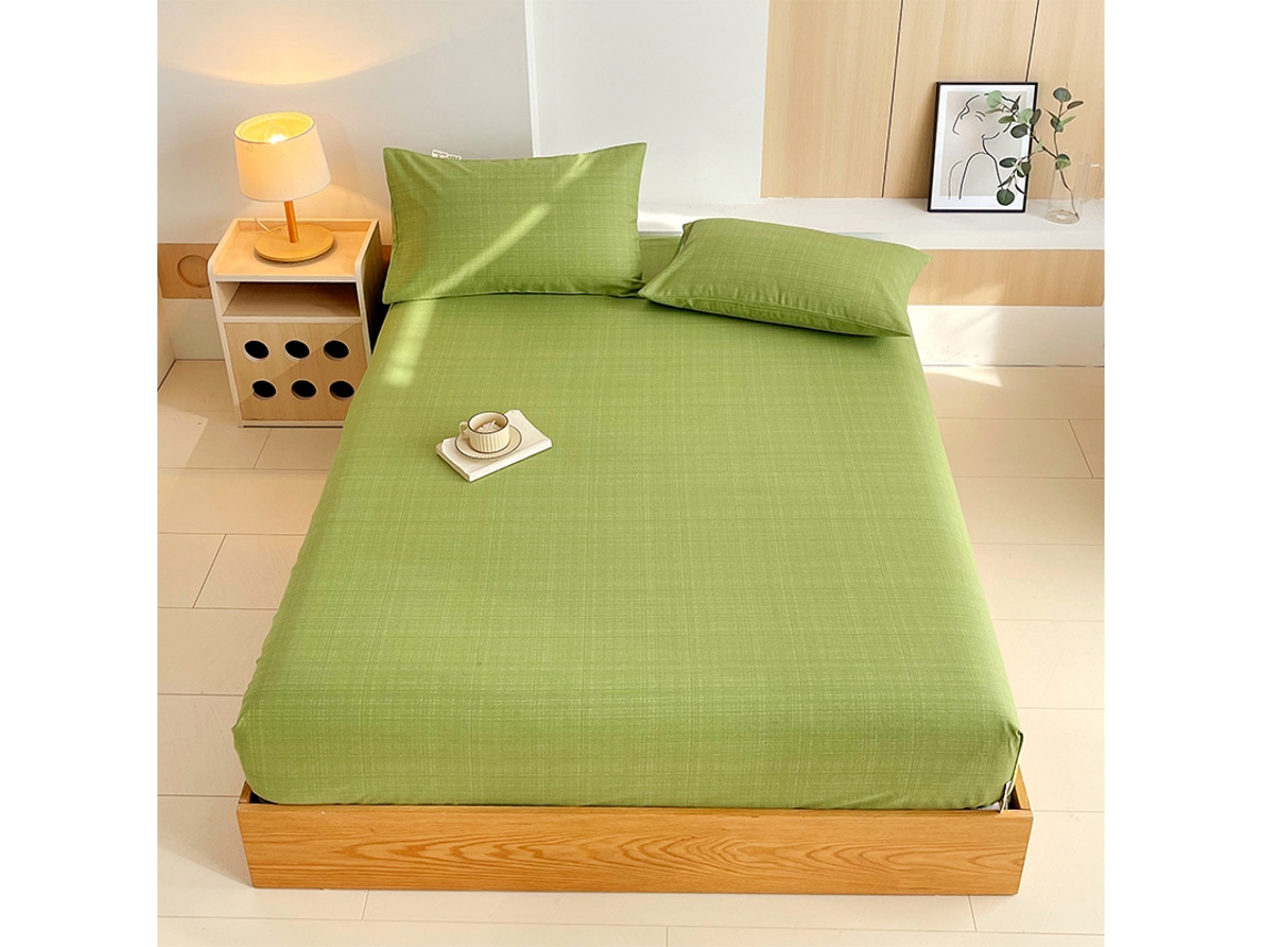 Lençol Elástico, 180*200cm, Tecido De Algodão Cru, Bolso Profundo De 30cm, Estilo Casa De Campo,para Meninas E Mulheres. Verde Claro Hexinyigjly