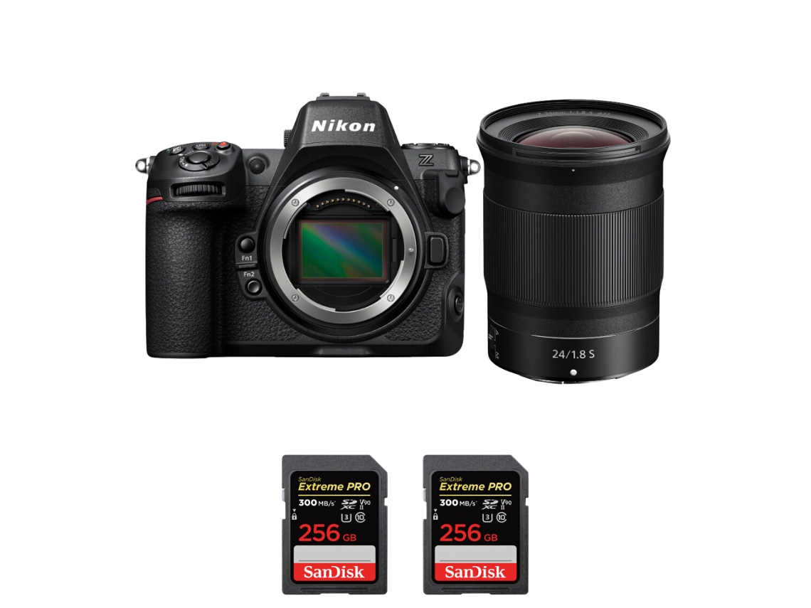 Z8 + Z 24mm F/1.8 S + 2 Sandisk 256gb Uhs ii 300mb/s Máquina Fotográfica Híbrida Full frame + Ebook “20 Dicas para Fotos Que Impressionam” NIKON