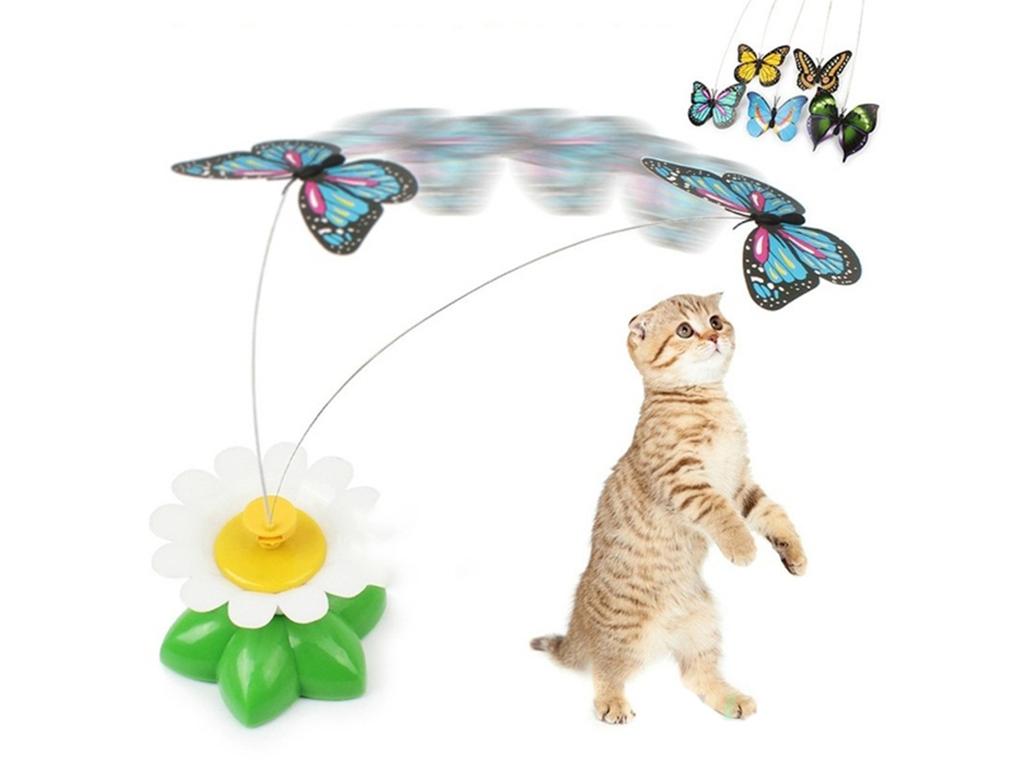 Primerox brinquedo Elétrico Rotativo para Gato Borboleta Plástica Interativo Treinamento Pet