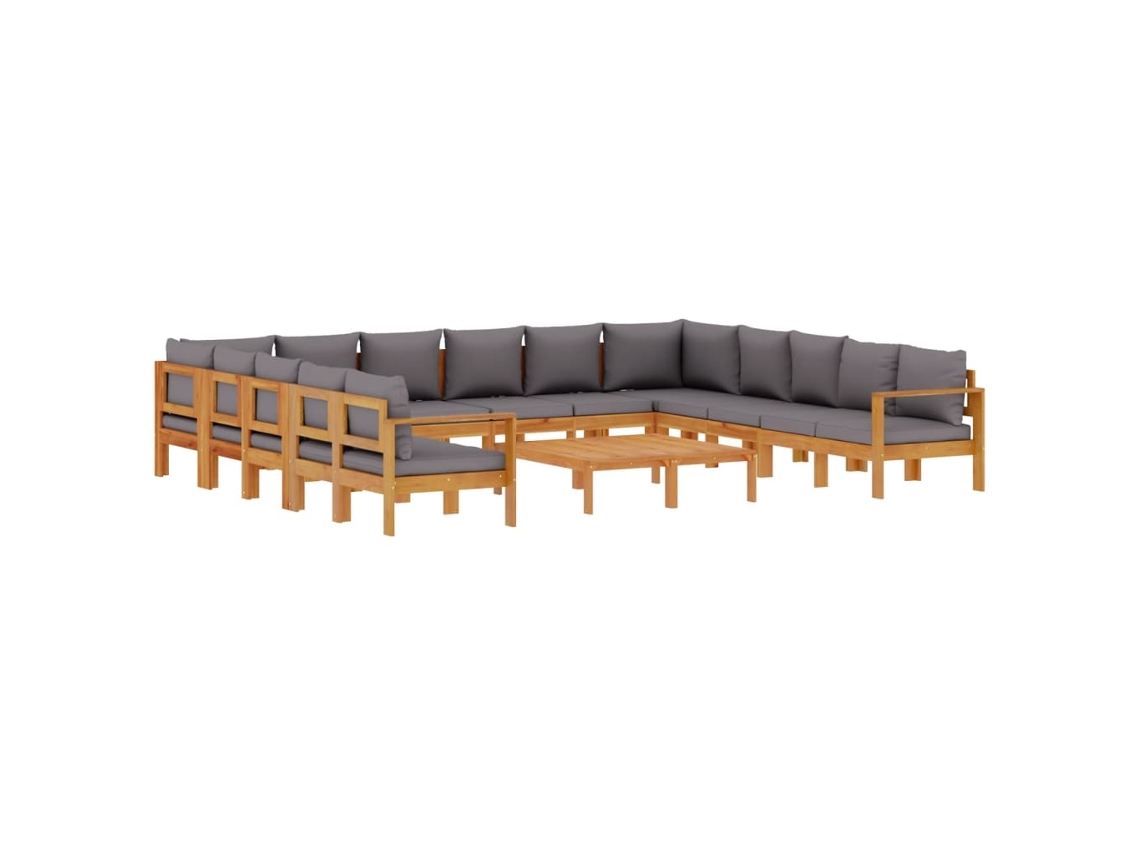 Conjunto de 10 Sofás de Jardim com Almofadões Acácia Maciça MAISON EXCLUSIVE (10 pcs)