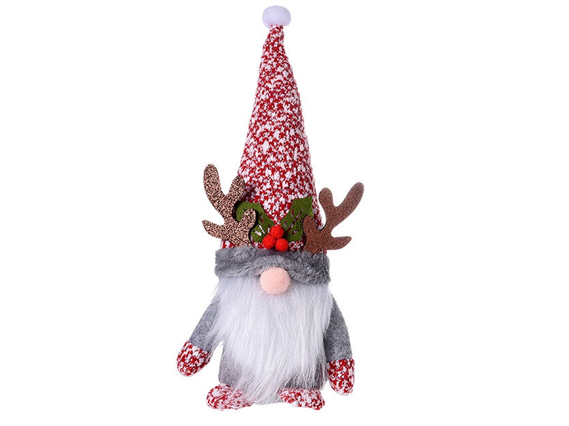 Boneco Pelúcia Sem Rosto com Chifres Natal Ornamentação