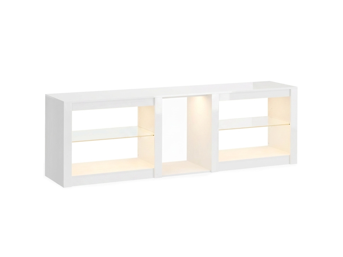 Móvel Baixo Para Tv Com Iluminação Led Rgb, Móvel Moderno Para Tv Com Prateleiras De Vidro Ajustáveis, Para Tvs De Até 75 Polegadas, Branco.