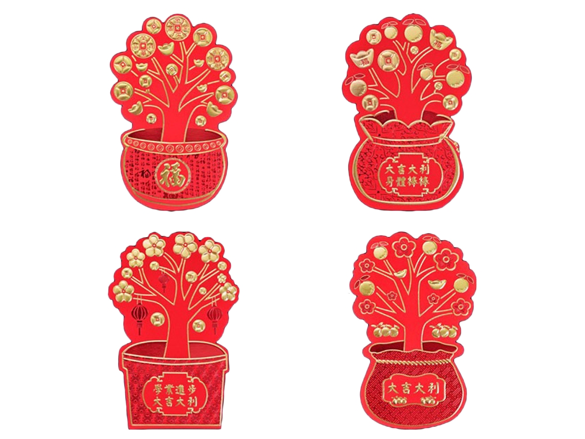 Saco de envelope vermelho de Ano Novo com estilo cartoon 3D para desejos de prosperidade LAXISCREED