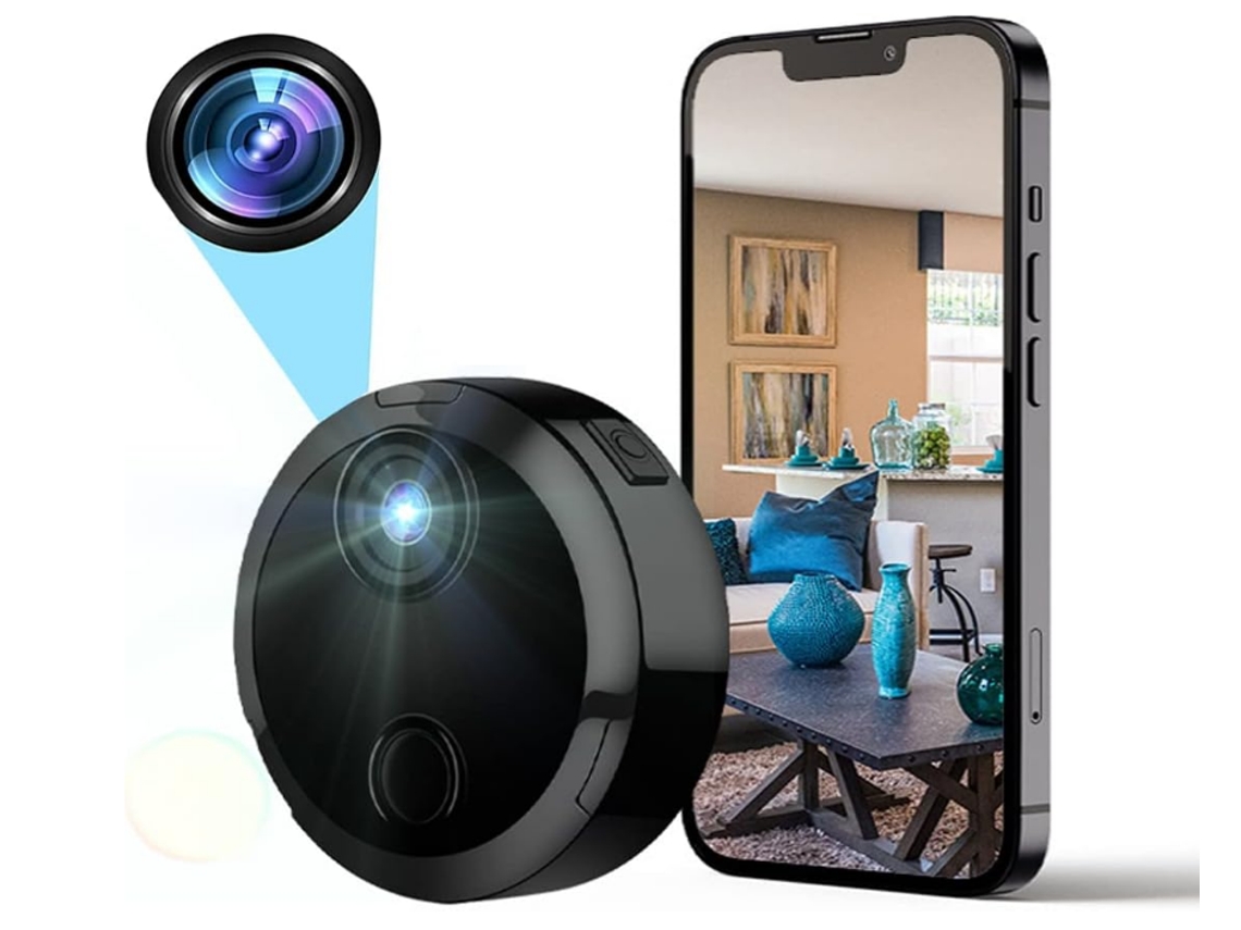 Bestvite Mini Câmera Espiã Oculta HD 1080P, Mini Câmera Portátil Sem Fio com Visão Noturna e Detecção de Movimento (Preta)