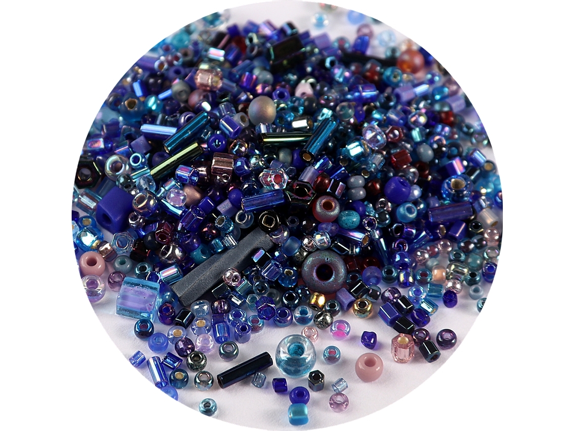 500 Contas de Vidro Redondas em Várias Cores e Tamanhos, Tubo de Vidro Torcido para Acessórios de Vestuário MDUG (azul Escuro)
