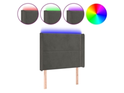 Led Headboard, Led Headboards Vidaxl Cinzeto Veludo (93 X 16 X 118/128 Cm)