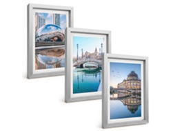 Quadros Decorativos Para Paredearquitetura De Cidades Na Água Moldura Prateada Quadros Para O Escritório Espelharte (3 Peças 20x30 Cm)