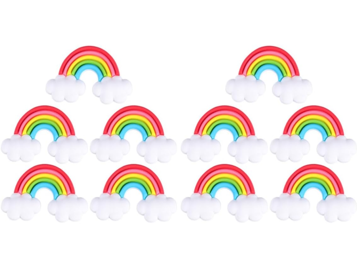 Conjunto De 10 Ímãs Geladeira Em Pvc E Borracha Com Estampa Arco Íris Para Decoração