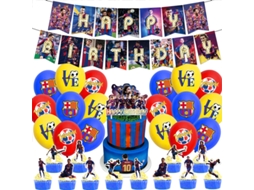 Conjunto De Balões, Faixas Feliz Aniversário E Decoração Para Festa Com Tema Do Barcelona