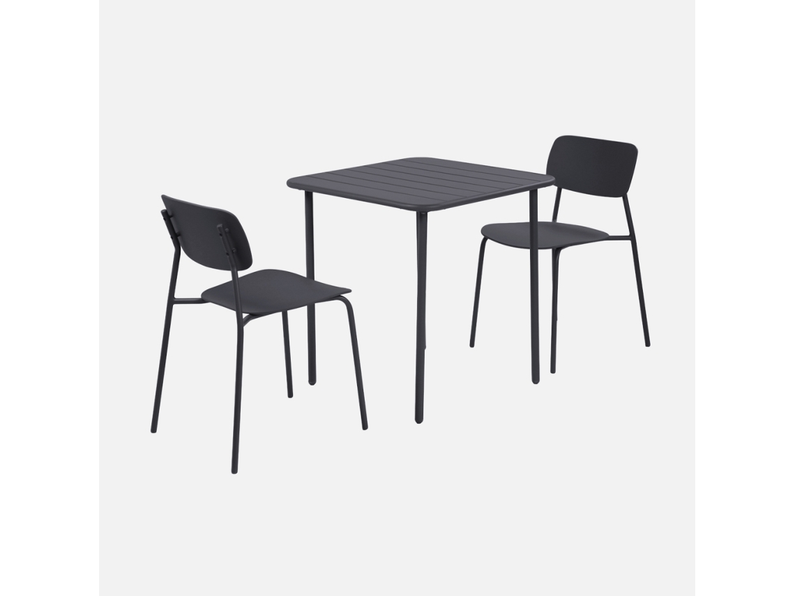 Conjunto De Jardim Com Mesa De Metal Com 2 Cadeiras, Antracite