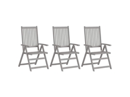 Vidaxl Cadeiras De Jardim Reclináveis 3 Pcs Acácia Maciça Cinzento