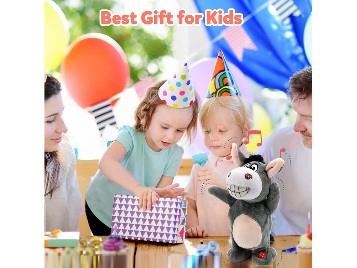 Primerox boneco de Burro Elétrico Pelúcia Interativo Andar Cantar 72 Músicas Brinquedo Infantil