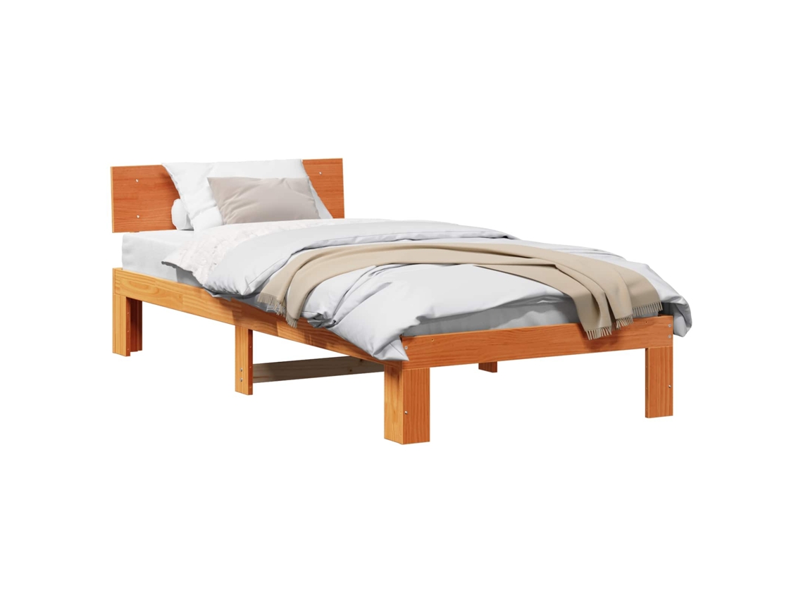 Estrutura da Cama com Cabeceira Marrom Cera 80x200 cm MAISON EXCLUSIVE
