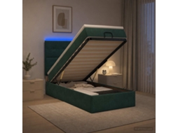 Vidaxl Cama Ottoman Com Colchão E Led Verde-escuro 100 X 200 Cm Veludo