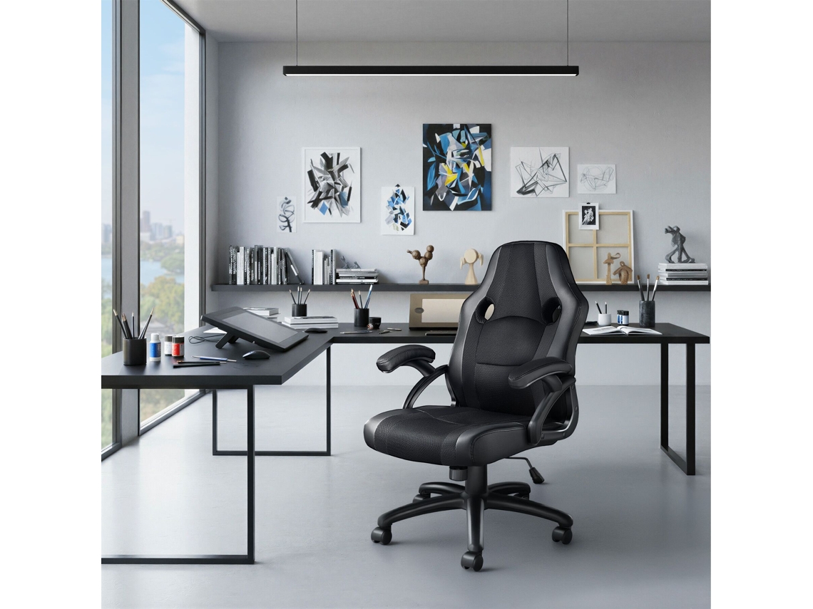 Cadeira De Escritório Benny TECTAKE (Preto - Couro sintético - 69 x 68 x 114.5 cm)