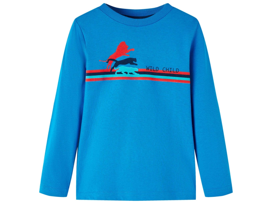 T-shirt De Manga Comprida Para Criança Azul Cobalto 104