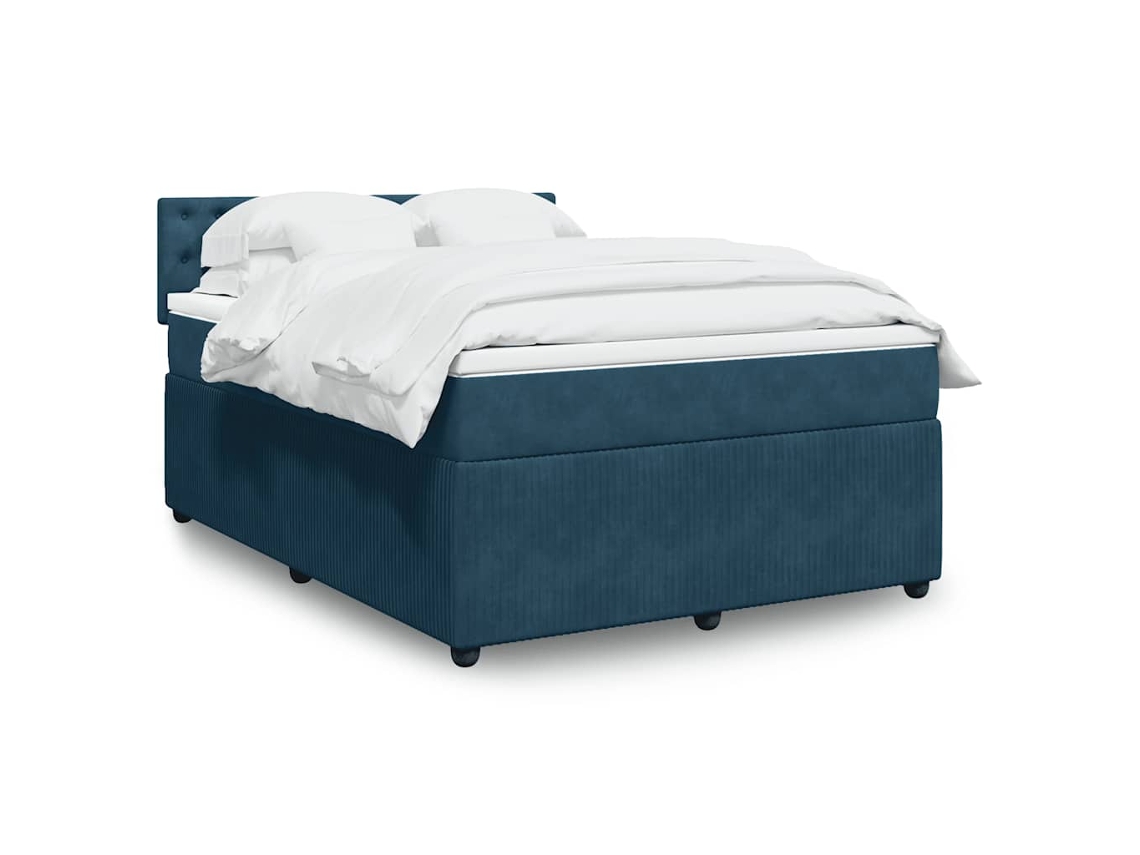 Vidaxl Cama Com Molas/colchão 160x200 Cm Veludo Azul