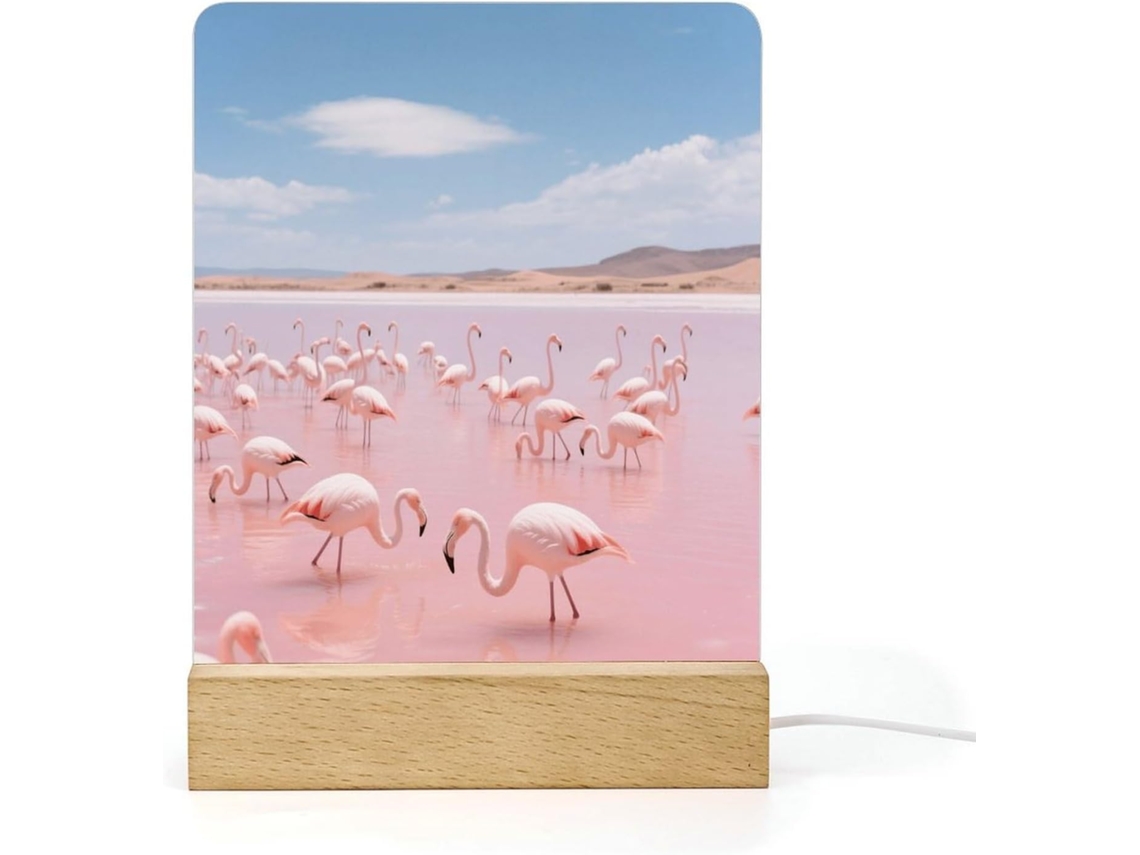 Luminária Noturna Led Flamingo Rosa Salty Lake, Luminária Noturna De Acrílico Com Base Banheiro, Corredor, Quarto