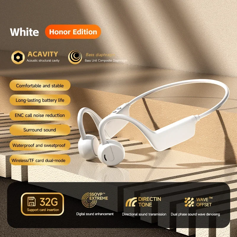 Auriculares Bright Moon Whiteconduction MDUG com Design Aberto, Resistente ao Suor, Bluetooth 5.4 e Microfone