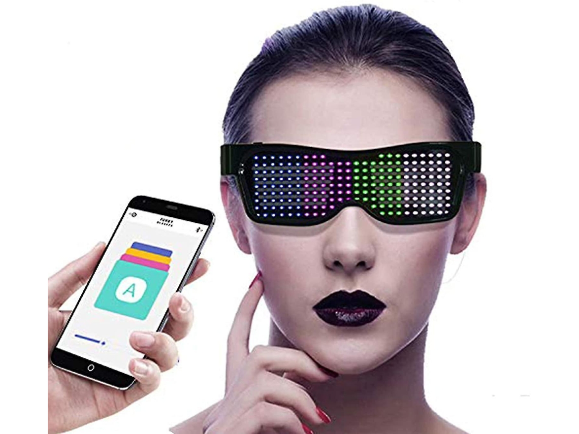 Óculos de LED neon para festa com Bluetooth