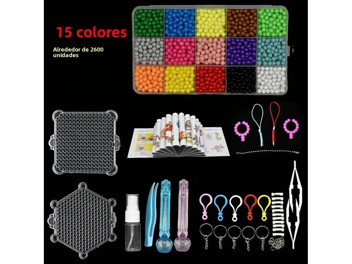 Kit de Miçangas para Montar , Incluindo Miçangas Mágicas Criativas e um Tabuleiro de Quebra cabeça. MDUG (15 Cores 2600 Peças)