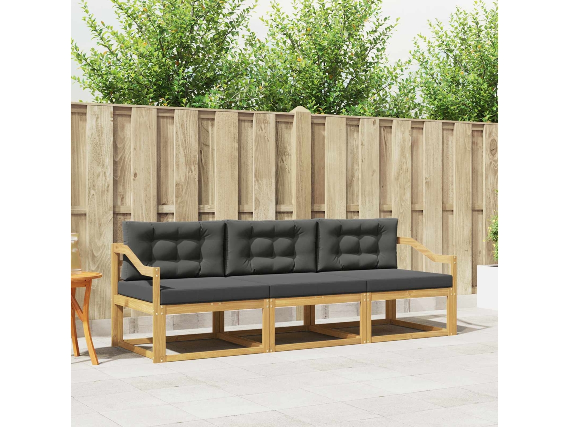 Vidaxl Conjunto De Sofás Para Exterior 3 Pcs Branco E Antracite