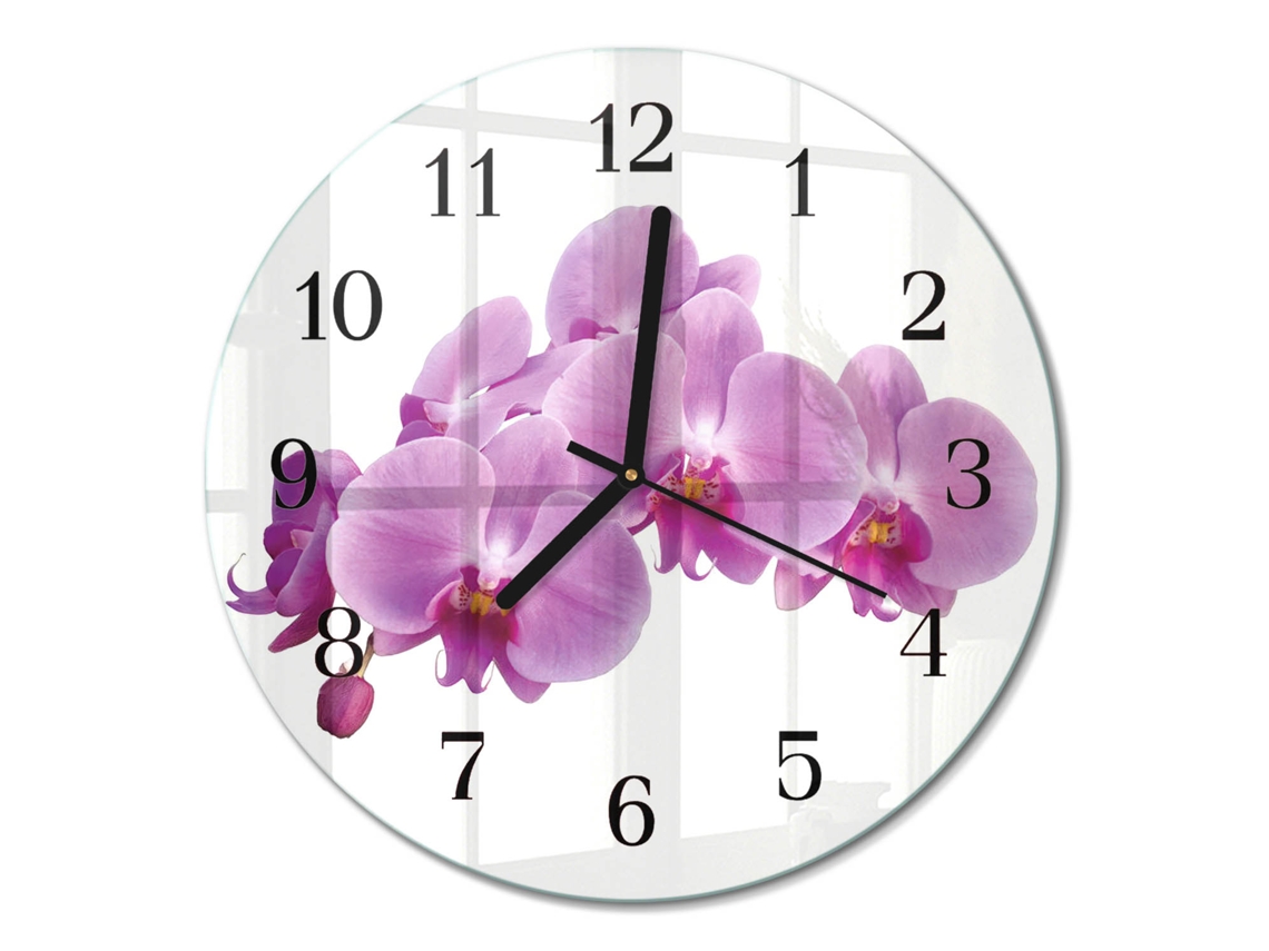 Relógio De Parede De Vidro Orquídea Espelharte (30 Cm)
