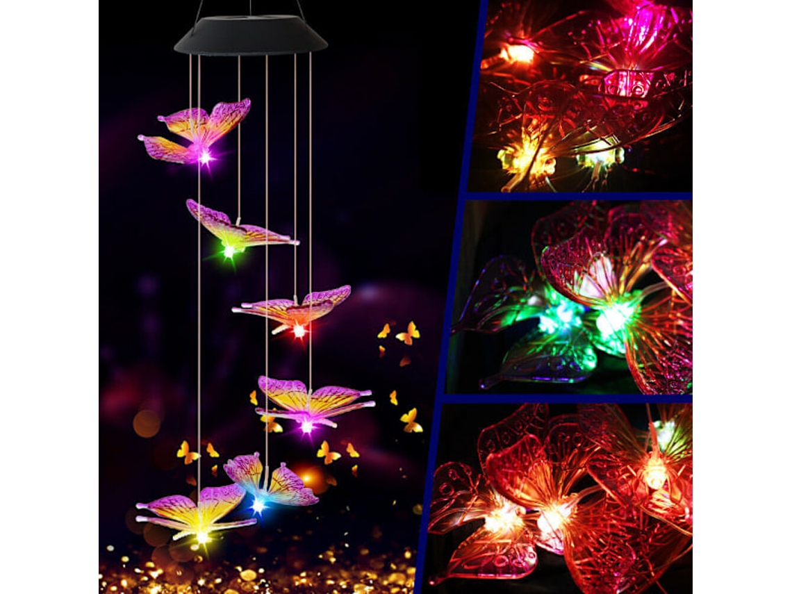 Luminária solar decorativa em formato de borboleta, iluminação Led, instalação fácil AQUAFORGE