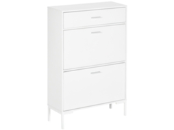 Móvel sapateiro moderno para 12 pares com 2 portas basculantes e gaveta, 76x26x110 cm branco BTFORUS