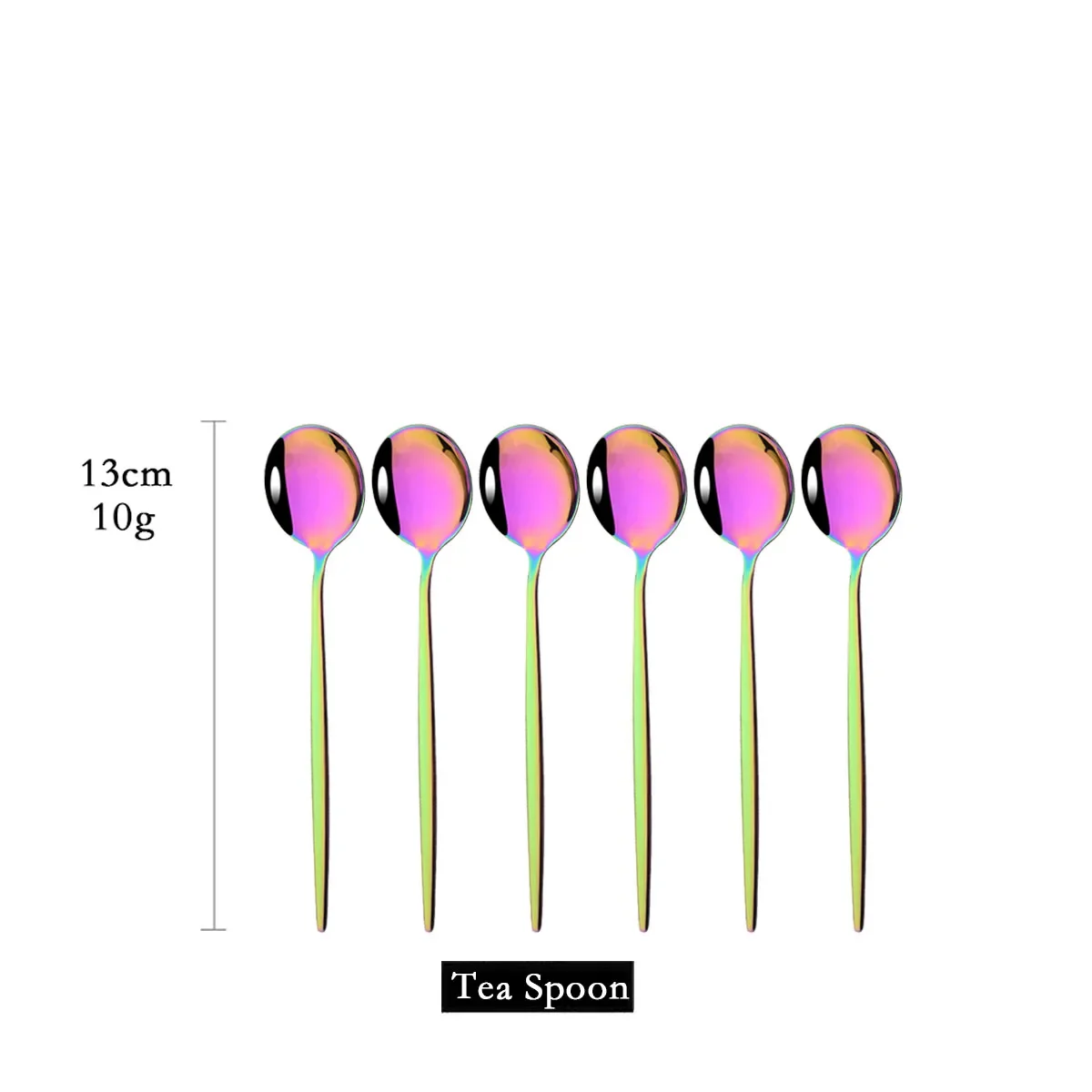 Colher de Chá, Aço Inoxidável, Utensílios de Cozinha MDUG (colorido, 6pcs)