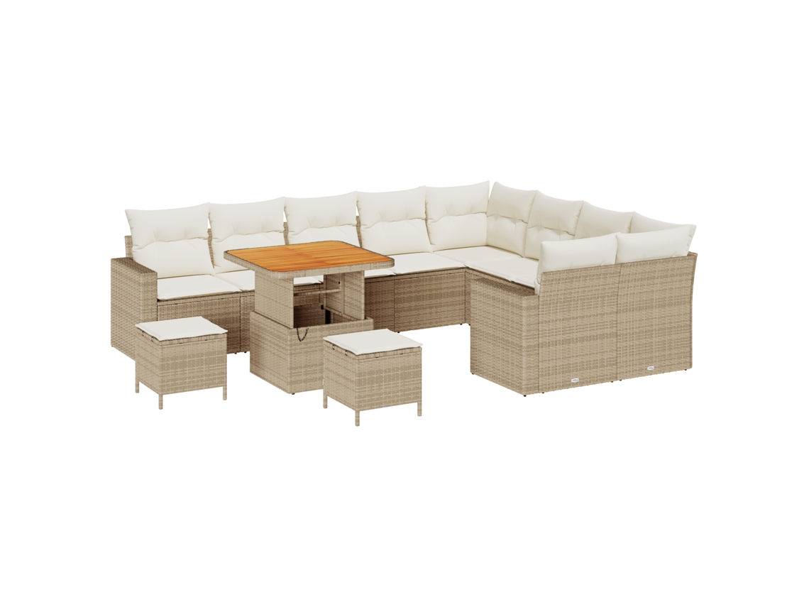 Conjunto 12 De Sofá De Jardim Vidaxl Com Almofadas Bege Vime