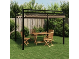 Vidaxl Gazebo Jardim C/ Teto Retrátil 3x3 M Alumínio Cinza-acastanhado