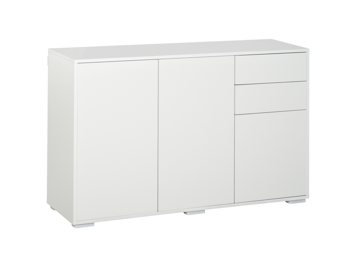 Aparador Branco 2 Gavetas 3 Portas Multiuso 117x36x74cm VELTRIX