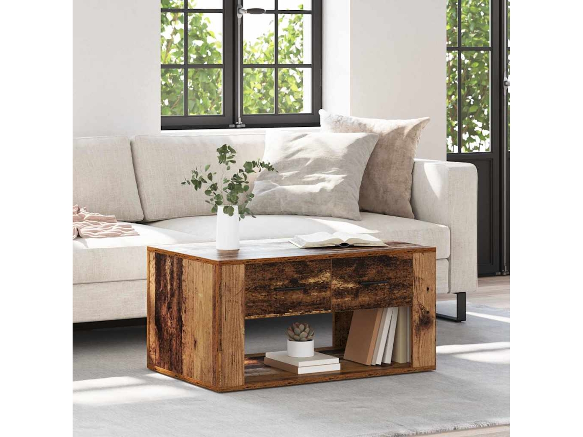 Vidaxl Mesa De Centro Madeira Antiga 80 X 50 X 40 Cm