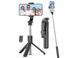 Tripé Para Selfie 4 Em 1 Com Controle Remoto E Suporte Giratório 360° Para Iphone, Android E Gopro (preto)