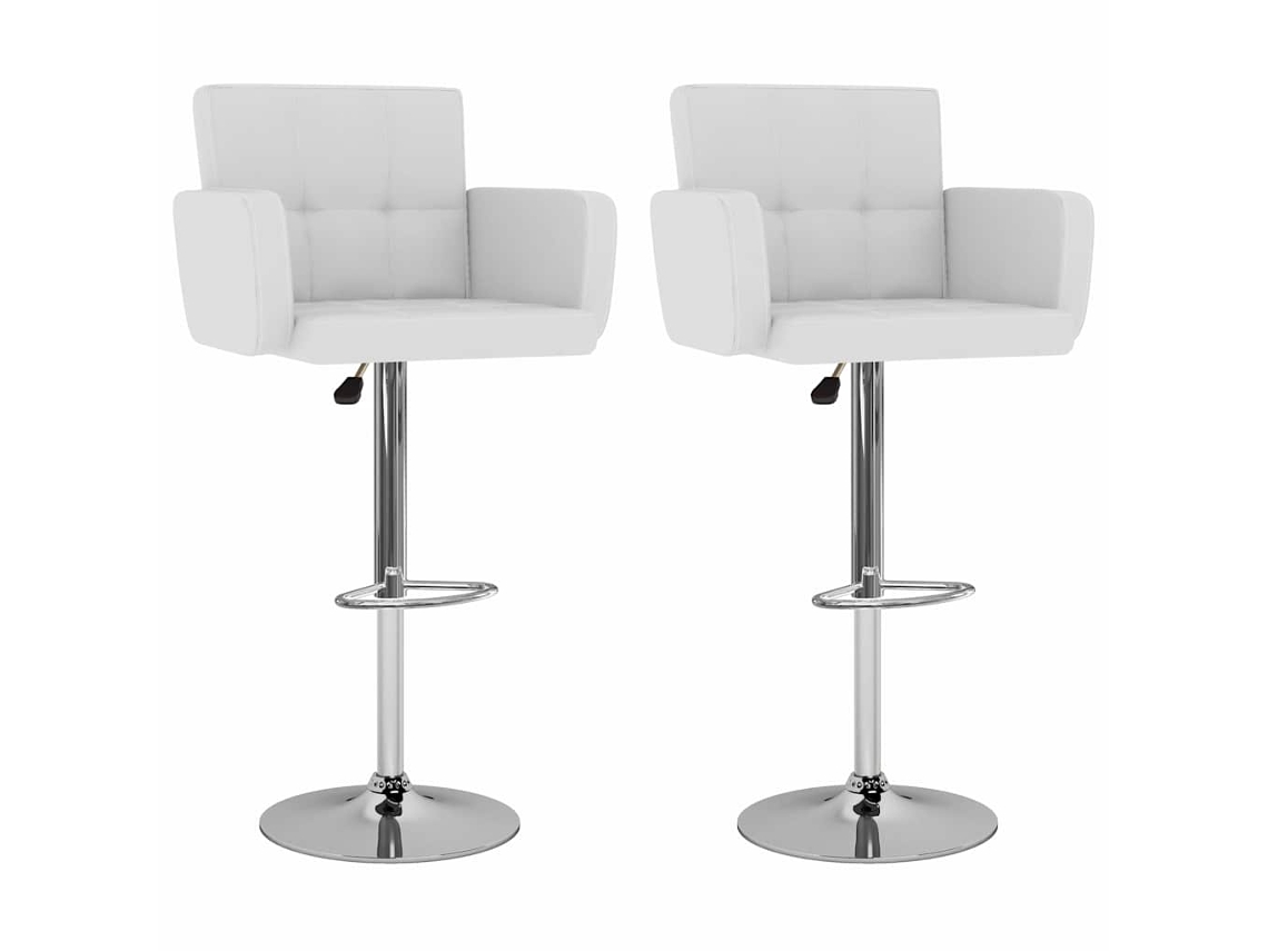 Vidaxl Bancos De Bar 2 Pcs Couro Artificial Branco