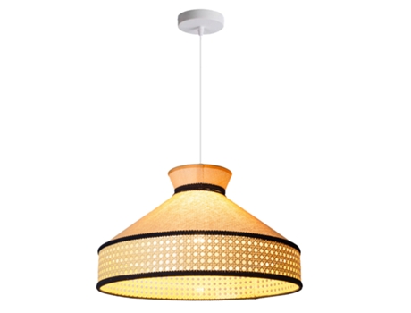 Pendente De Rattan Ø45×29 Cm Estilo Boho Natural, Trançado A Mão, Soquete E27 Para Sala Ou Jantar Alpinaluz