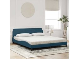Vidaxl Cama Com Colchão Dover 180x200 Cm Veludo Azul