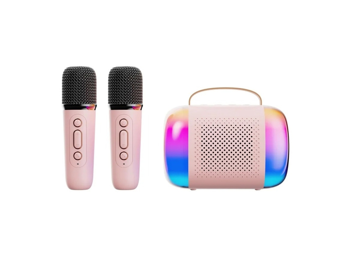 Mini Máquina De Karaokê Para Crianças E Adultos Alto Falante Bluetooth Portátil Com 2 Microfones Sem Fio E Luz Led Rgb Para Meninos E Meni Yizhood
