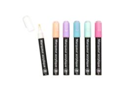 Mégacréa Diy Caneta Acrílica em Tons Pastel, Conjunto com 6 Peças AQUAFORGE