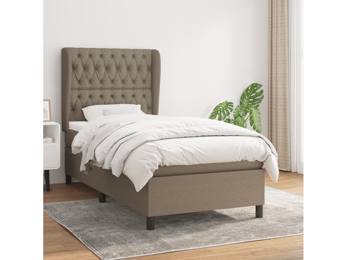 Vidaxl Cama Com Molas/colchão 90x190 Cm Tecido Castanho-acinzentado