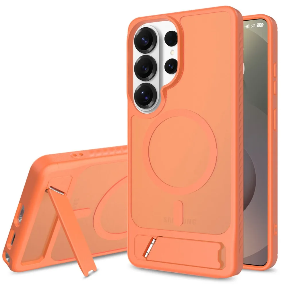 (laranja, Galaxy S25) Capa Magnética À Prova De Choque Para Celular Com Suporte Para Carregamento Sem Fio